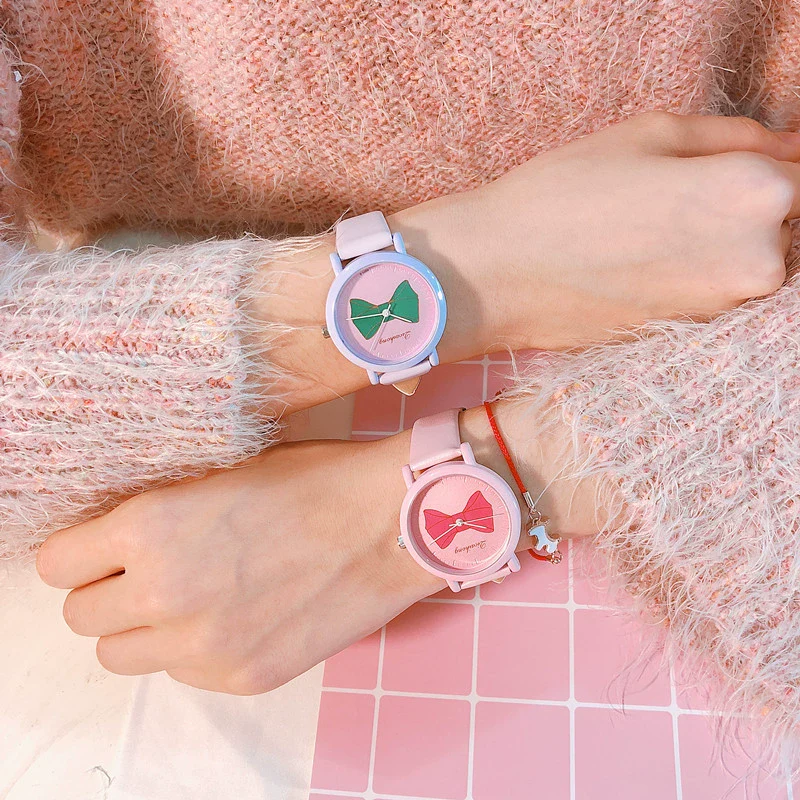Wholesale Alloy Case Imitation Leather Strap Stainless Steel Buckle Round Dial Cartoon Style Heart Shaped Female Watch - Image 4