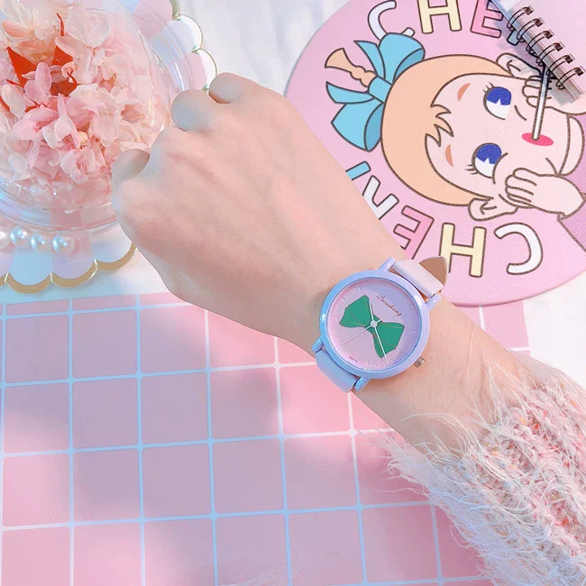 Wholesale Alloy Case Imitation Leather Strap Stainless Steel Buckle Round Dial Cartoon Style Heart Shaped Female Watch - Image 7