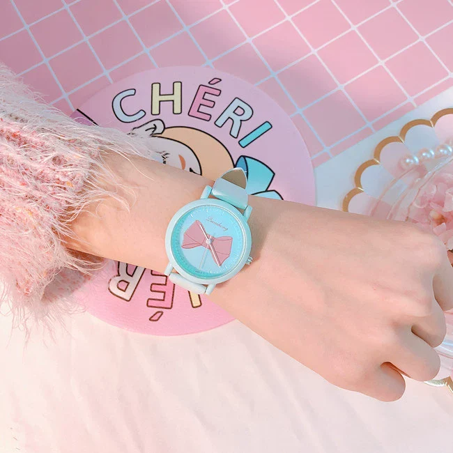 Wholesale Alloy Case Imitation Leather Strap Stainless Steel Buckle Round Dial Cartoon Style Heart Shaped Female Watch - Image 9