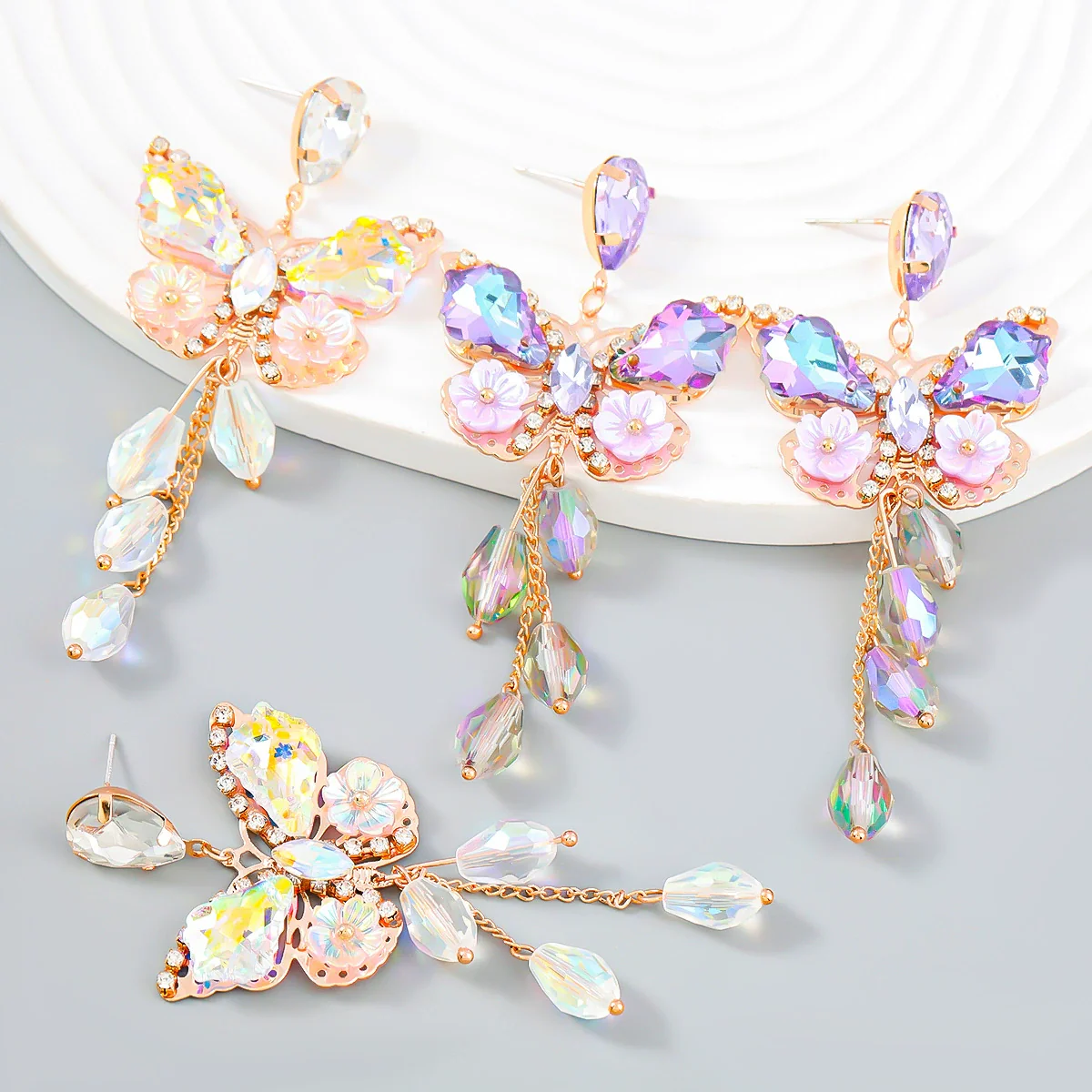 Wholesale Alloy Diamond Animals Zodiac Style Long Tassel Earrings For Women