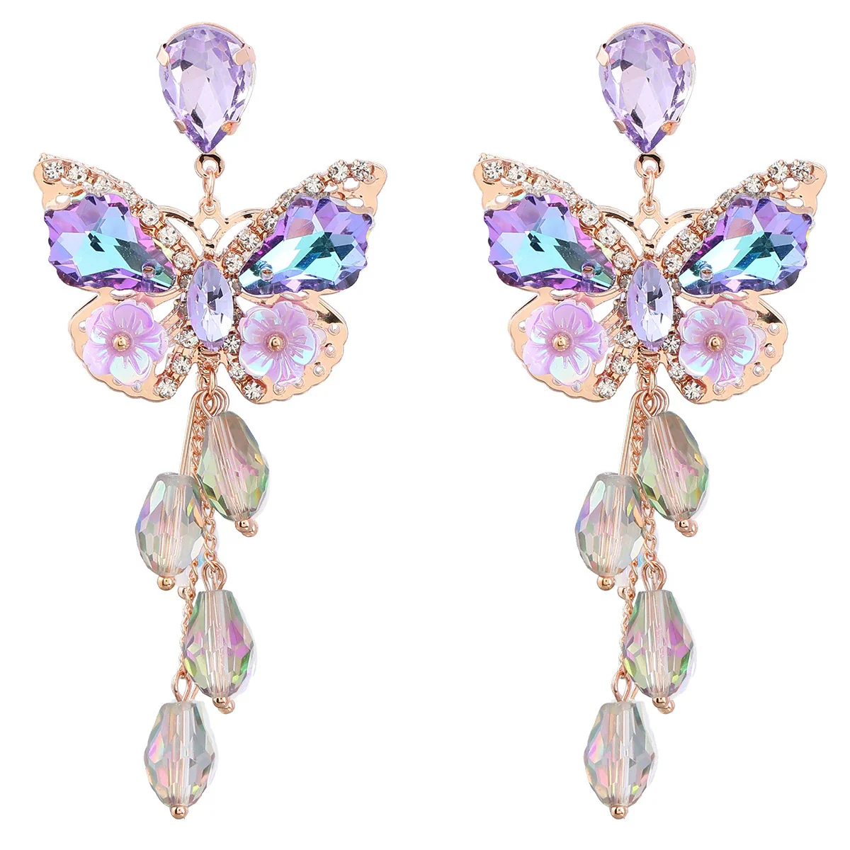 Wholesale Alloy Diamond Animals Zodiac Style Long Tassel Earrings For Women - Image 5