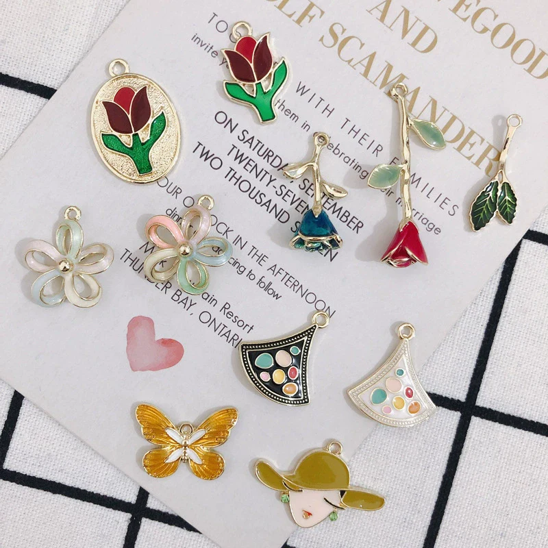 Wholesale Alloy Dripping Oil Butterfly Hollow Flower Three Dimensional Rose Earrings Jewelry Accessories