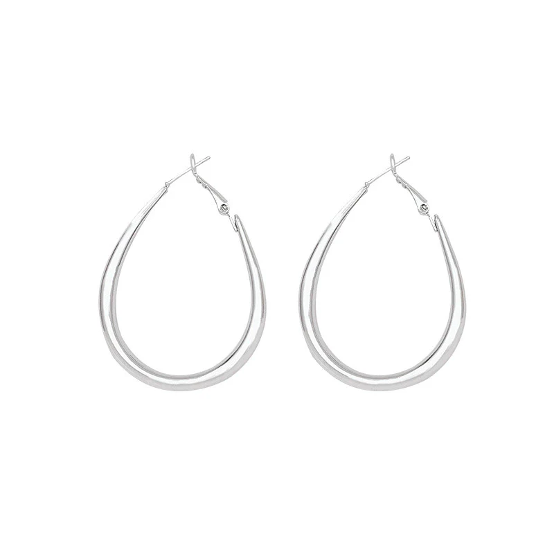 Wholesale Alloy Drop Plain Hoop Earrings For Women Electroplated - Image 5