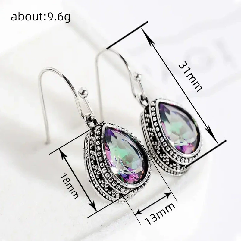 Wholesale Alloy Drop Shape Exotic Natural Style Women's Colorful Inlay Glass Earrings Jewelry - Image 4