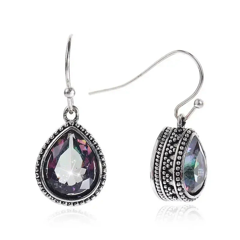 Wholesale Alloy Drop Shape Exotic Natural Style Women's Colorful Inlay Glass Earrings Jewelry - Image 5