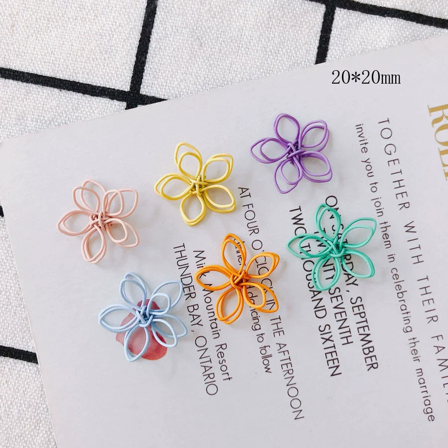 Wholesale Alloy Ear Jewelry Accessories With Color Petals Double Hollow Flowers And Baking Paint - Image 2
