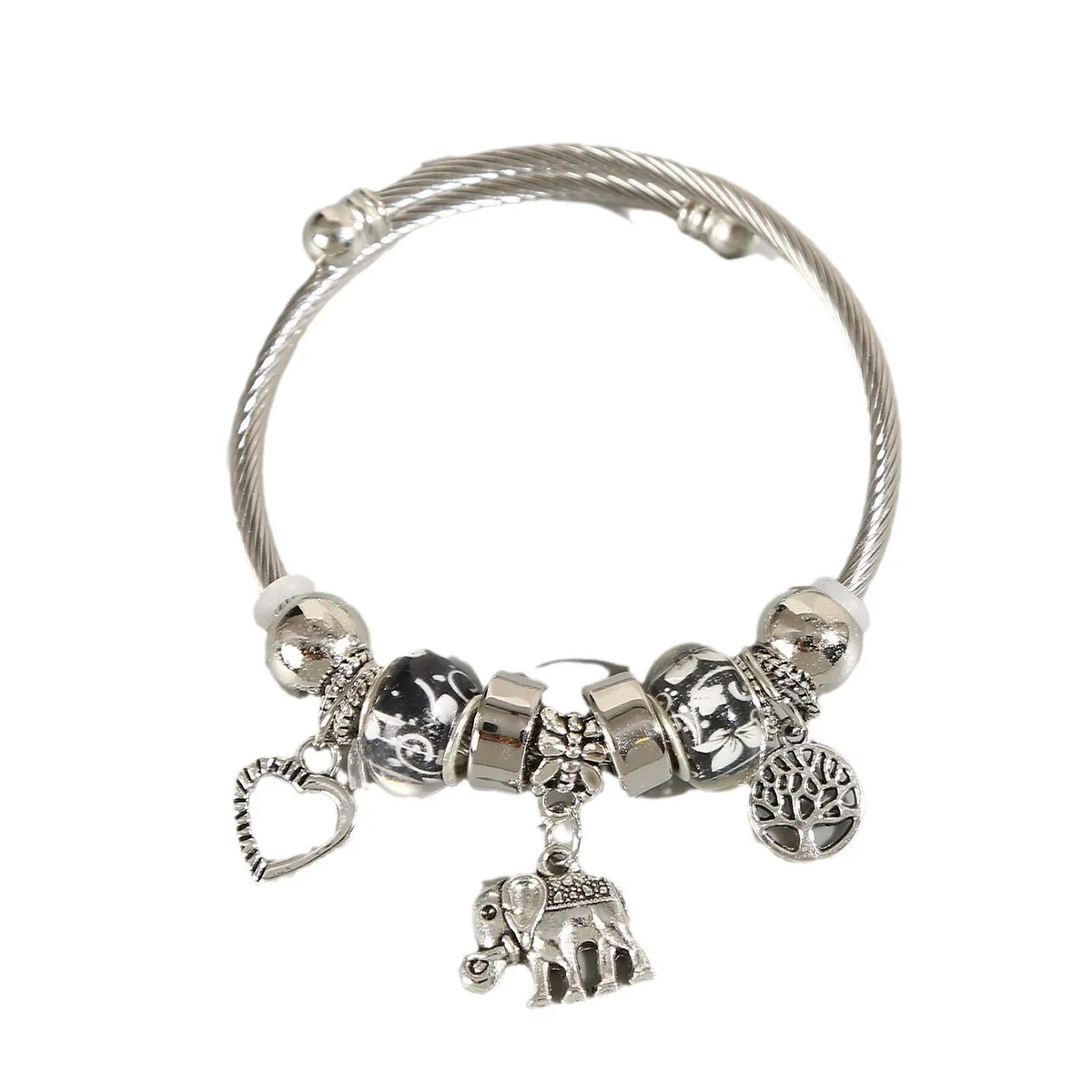 Wholesale Alloy Electroplated Elephant Peach Heart Tree Of Life Pendant Bracelet For Women - Image 5