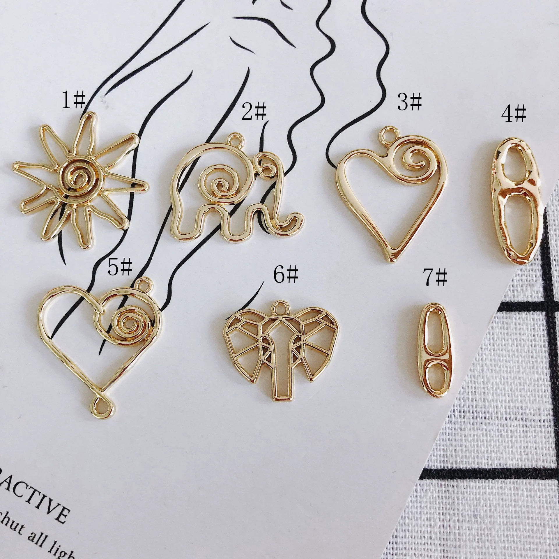 Wholesale Alloy Electroplated Jewelry Accessories Abstract Elephant Sunflower Heart Shaped Pendant Earrings - Image 2
