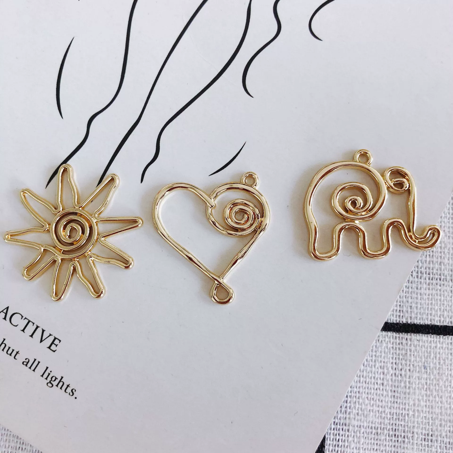 Wholesale Alloy Electroplated Jewelry Accessories Abstract Elephant Sunflower Heart Shaped Pendant Earrings - Image 3