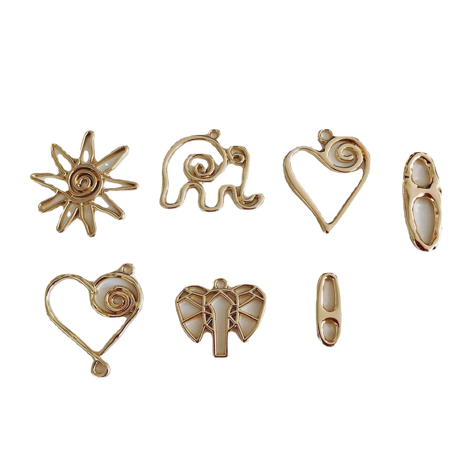 Wholesale Alloy Electroplated Jewelry Accessories Abstract Elephant Sunflower Heart Shaped Pendant Earrings - Image 5
