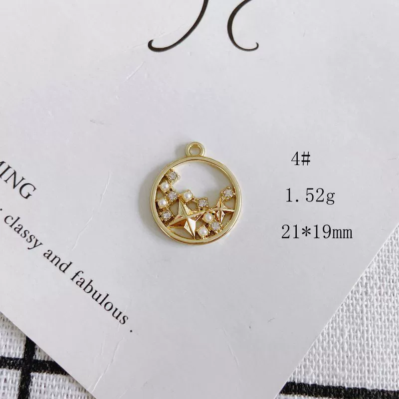 Wholesale Alloy Electroplating Jewelry Accessories Star Love Lock Hollow Inlay Small Pendant - Image 7
