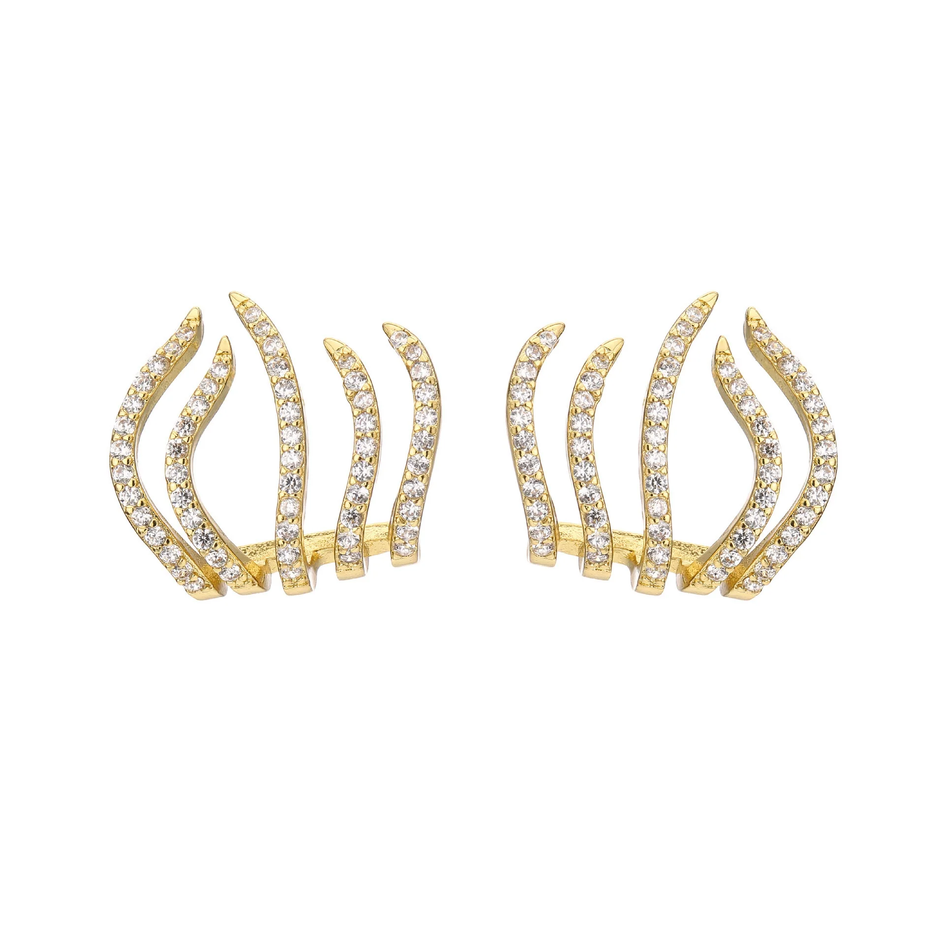 Wholesale Alloy Exaggerated Geometric Fiveclaw Earrings With Electroplating Treatment