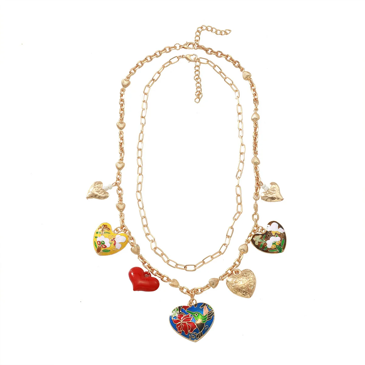 Wholesale Alloy Fashion Pendant Necklace With Heart And Flower Patterns Electroplated - Image 5