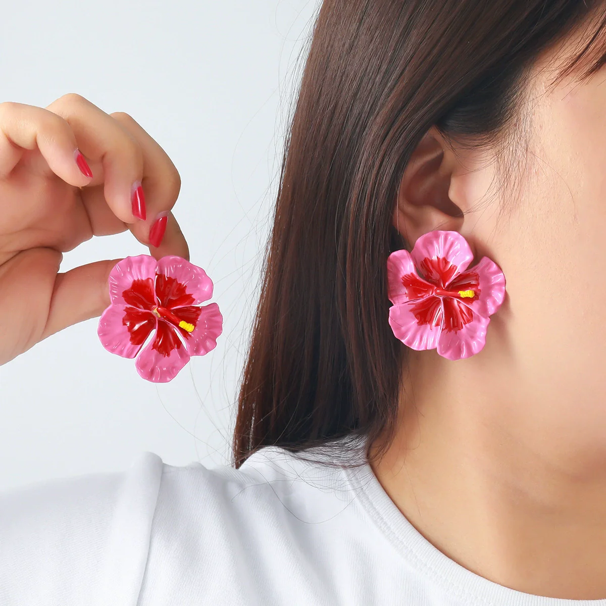 Wholesale Alloy Floral Dripping Oil Earrings For Women