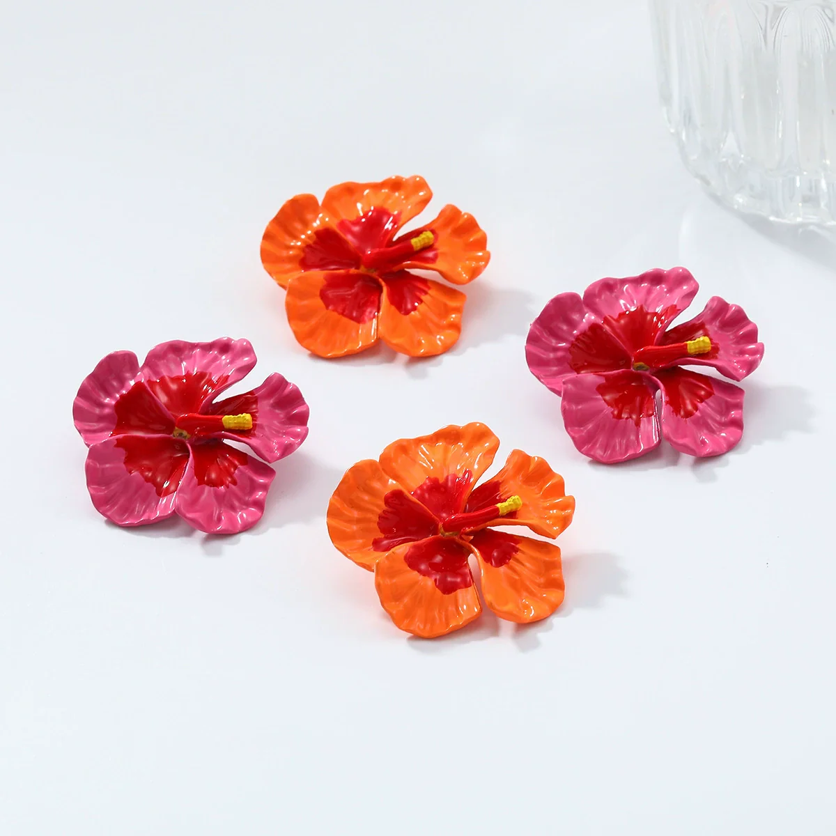 Wholesale Alloy Floral Dripping Oil Earrings For Women - Image 3