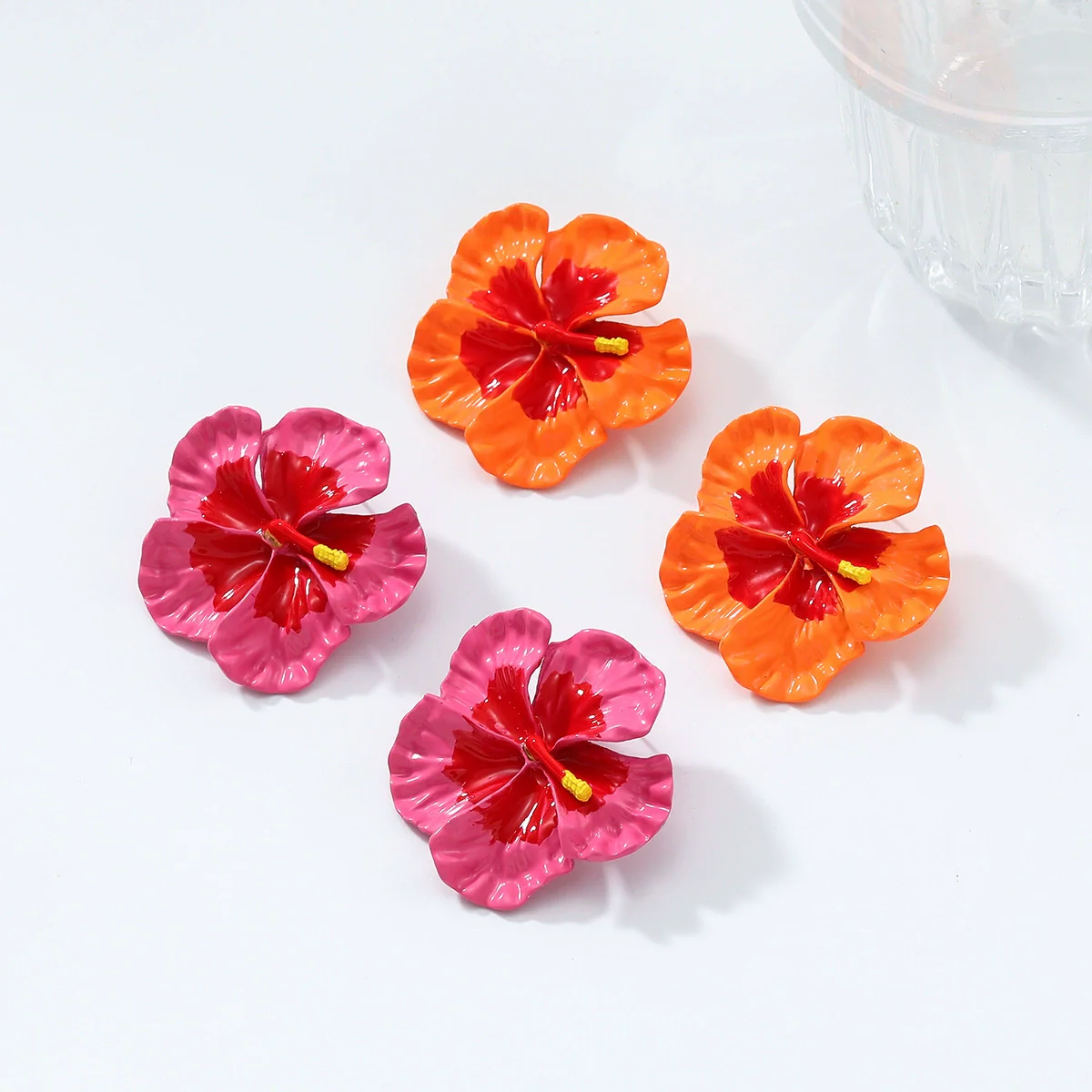 Wholesale Alloy Floral Dripping Oil Earrings For Women - Image 4