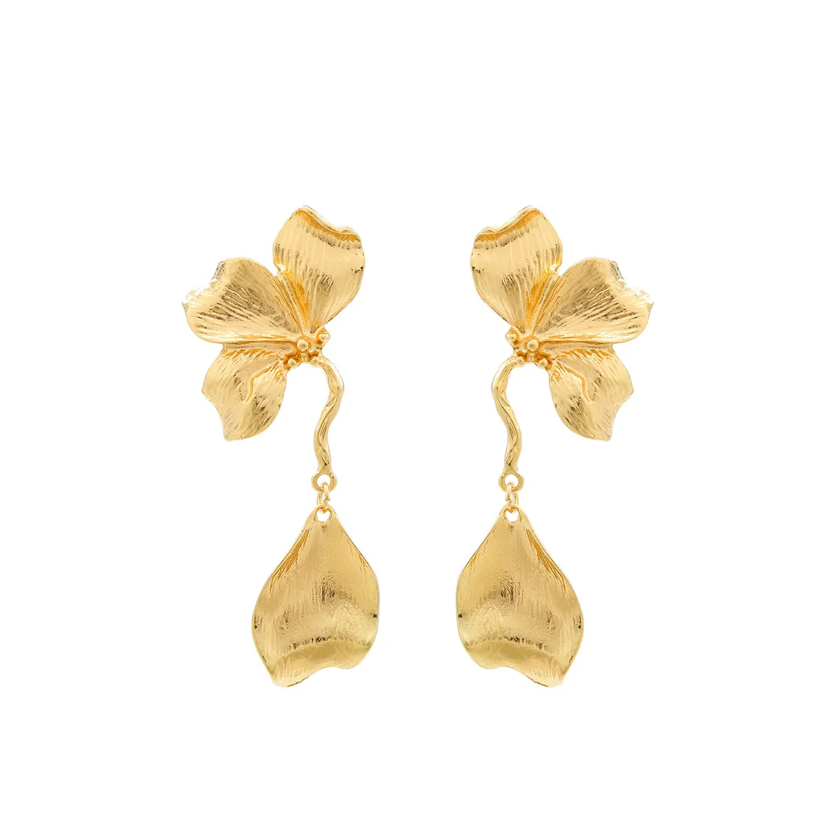 Wholesale Alloy Flower And Leaves Pattern Electroplated Women's Fashion Earrings - Image 4