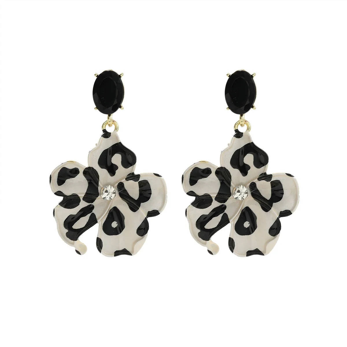 Wholesale Alloy Flower And Leopard Fashion Pendant Earrings For Ladies With Electroplating Treatment - Image 6
