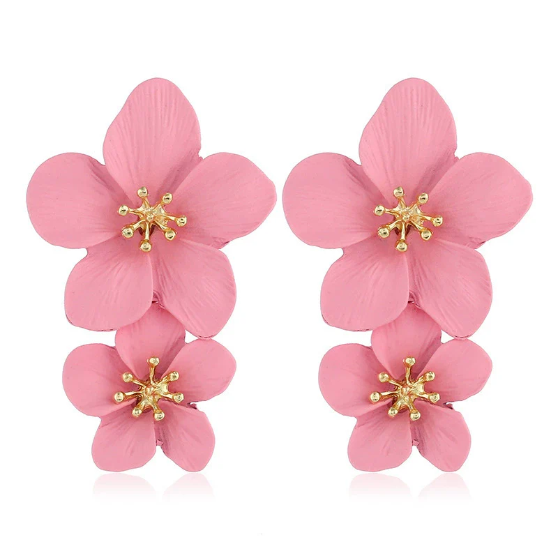 Wholesale Alloy Fresh Flower Baking Paint Earrings For Women - Image 14