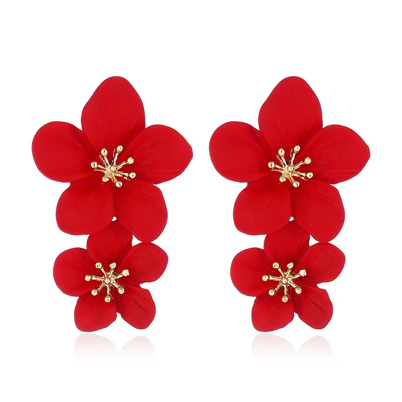 Wholesale Alloy Fresh Flower Baking Paint Earrings For Women - Image 5