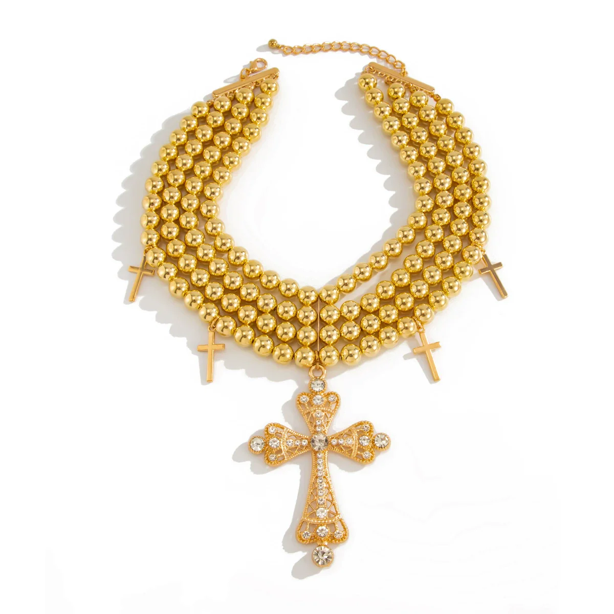 Wholesale Alloy Geometric Cross Multilayer Light Luxury Style Diamondencrusted Electroplated Women's Necklace - Image 5