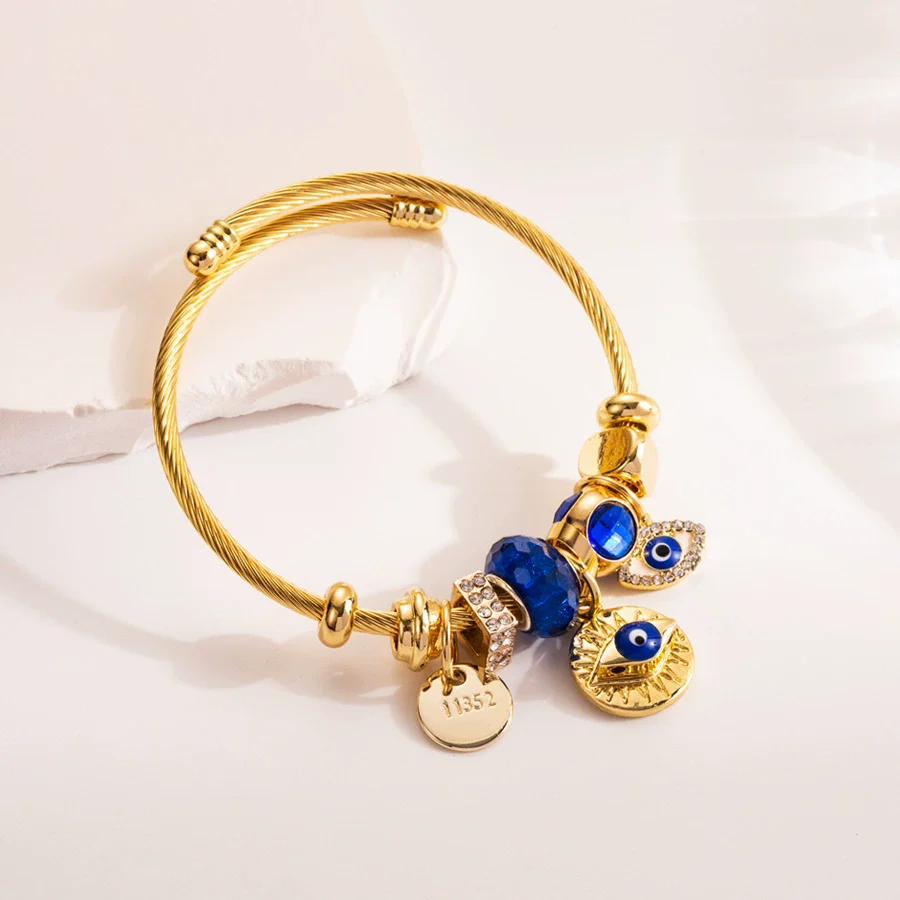 Wholesale Alloy Geometric Devil's Eye Cross Bracelet For Women With Titanium Steel Treatment - Image 2