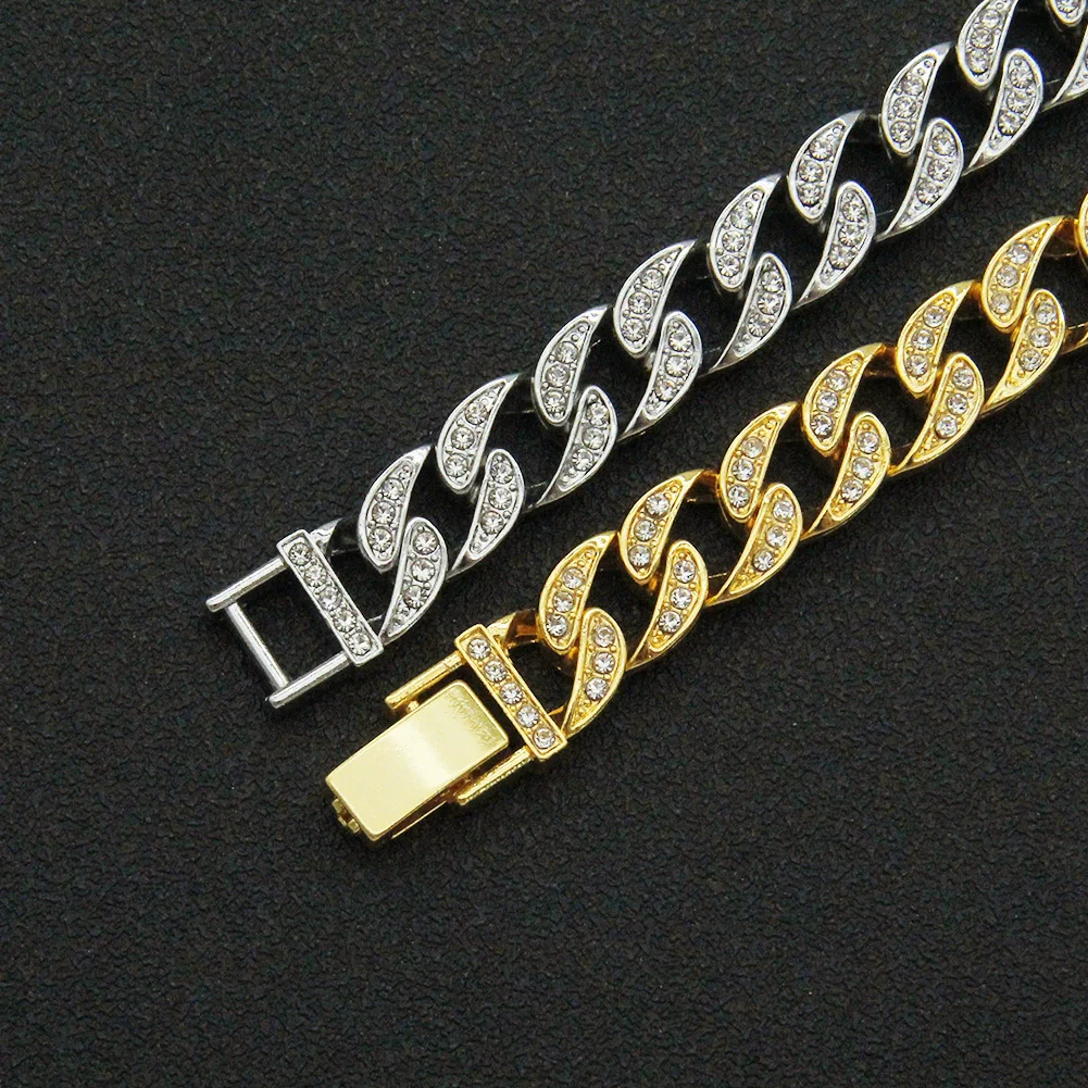 Wholesale Alloy Geometric Diamond Cuban Chain Bracelet For Men Hip Hop Style - Image 4