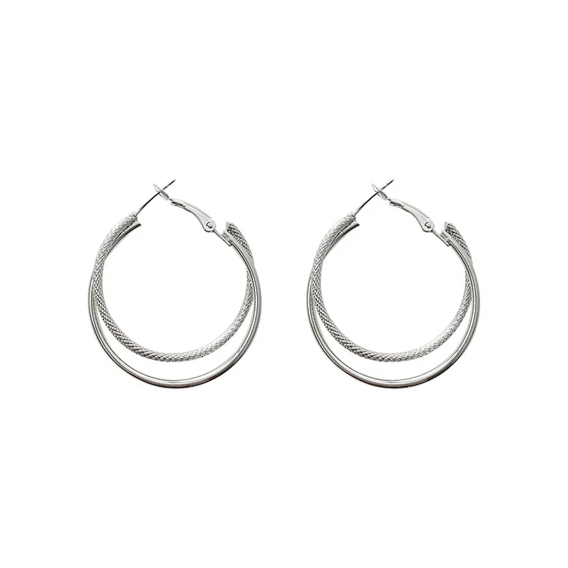 Wholesale Alloy Geometric Double Ring Earrings For Women With Electroplating - Image 5
