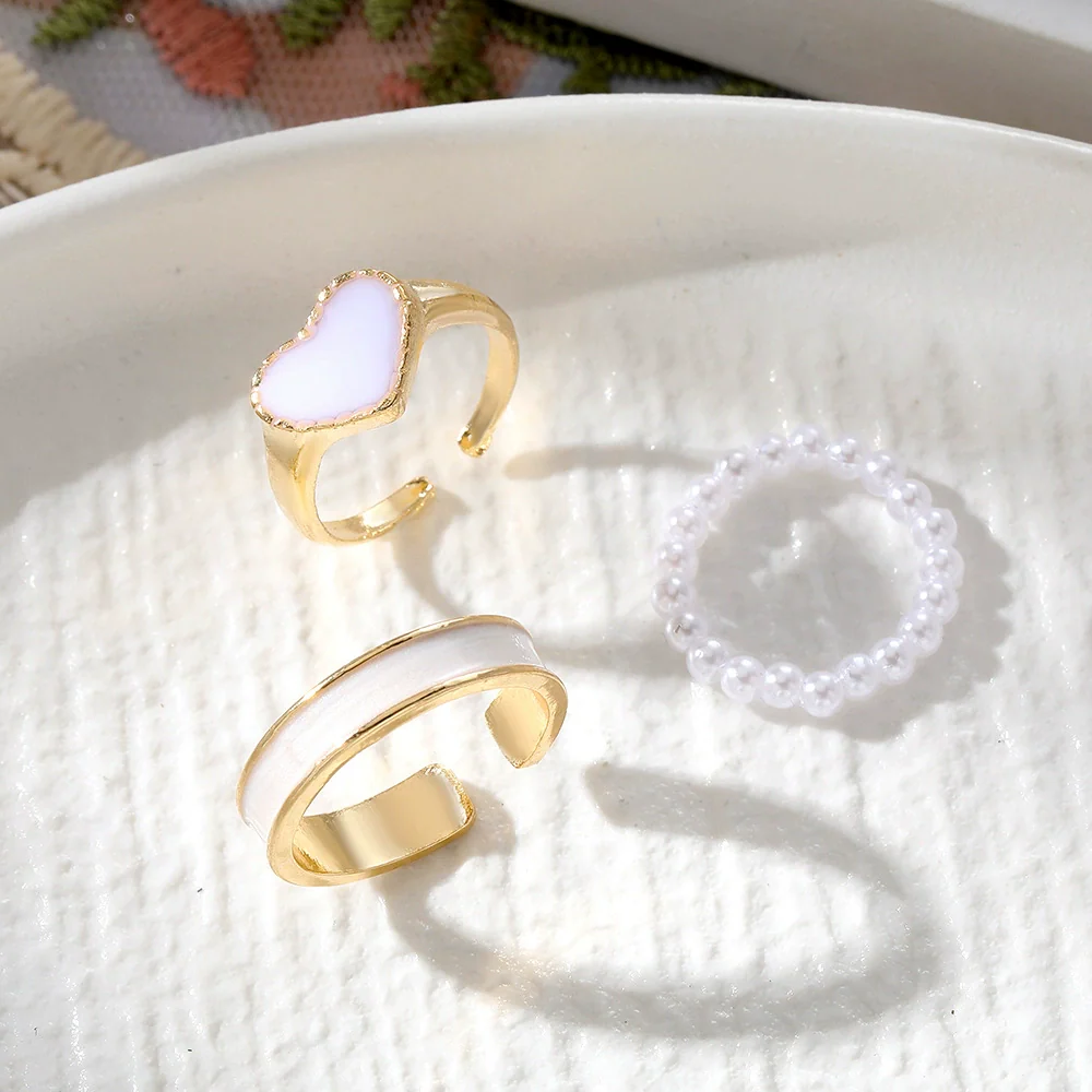 Wholesale Alloy Geometric Dripping Glue Style Unisex Ring Threepiece Set - Image 2