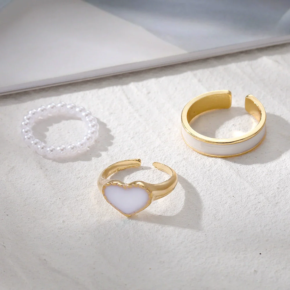 Wholesale Alloy Geometric Dripping Glue Style Unisex Ring Threepiece Set - Image 3