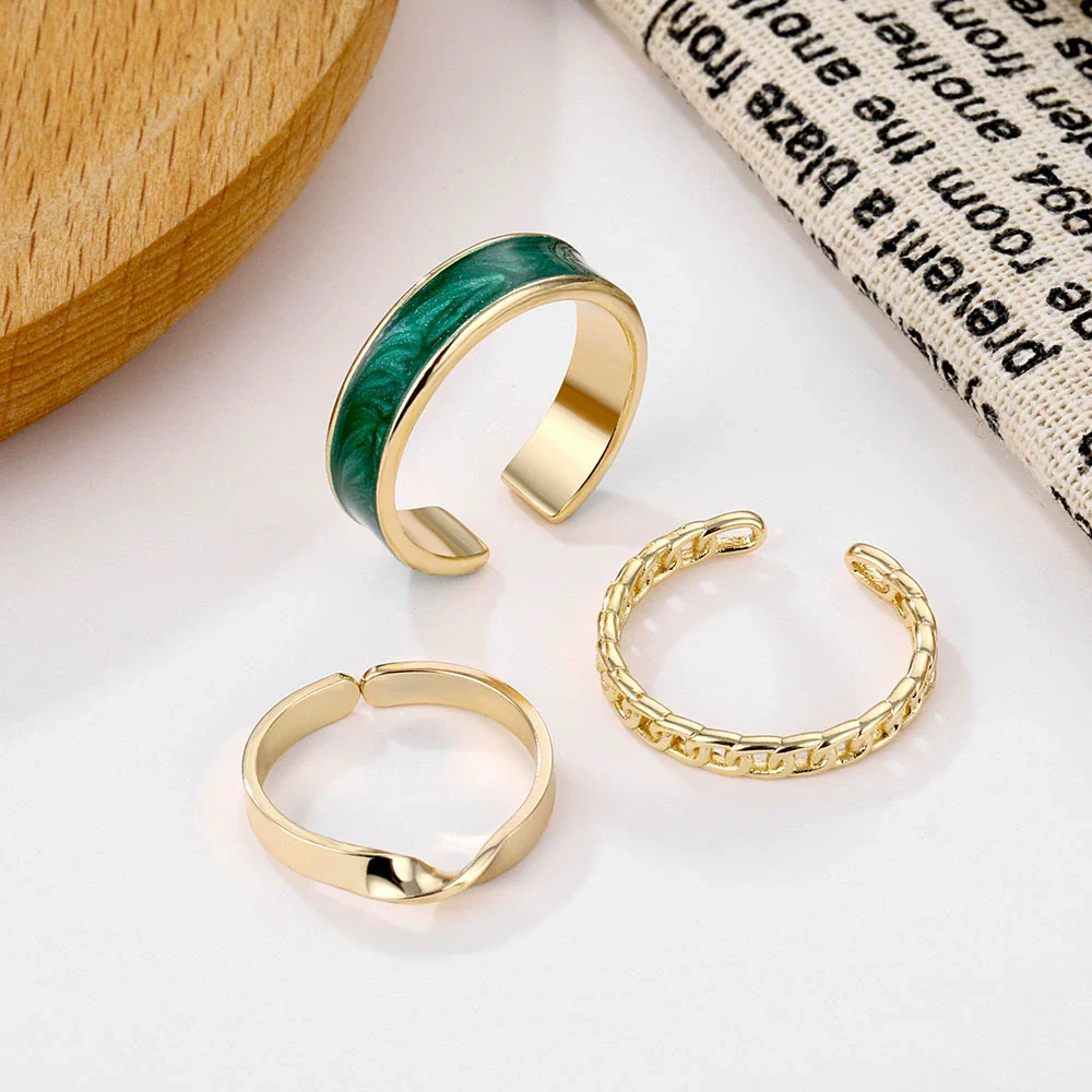 Wholesale Alloy Geometric Dripping Glue Style Unisex Ring Threepiece Set - Image 6