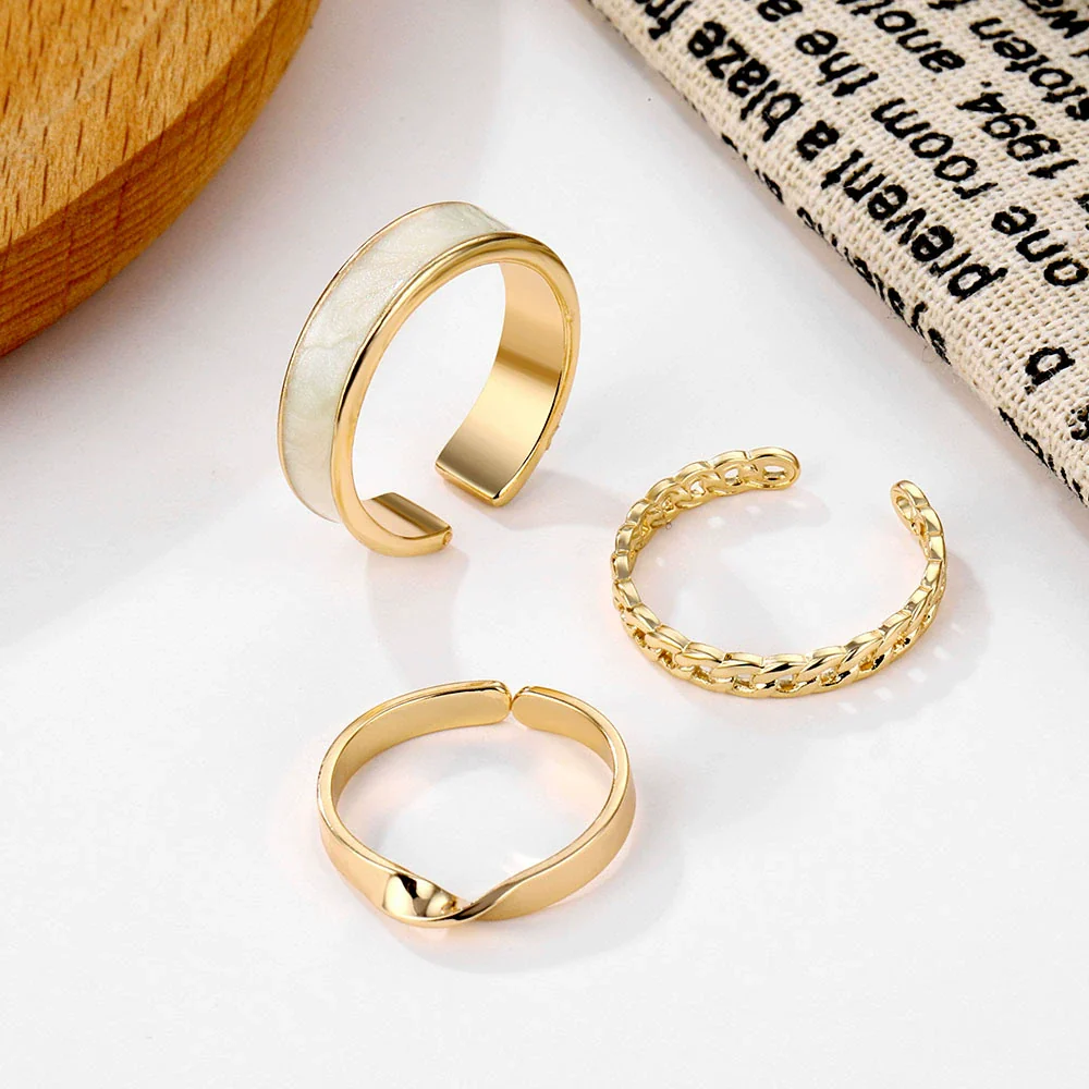 Wholesale Alloy Geometric Dripping Glue Style Unisex Ring Threepiece Set - Image 7