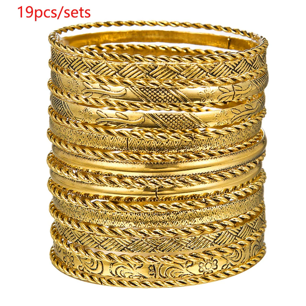 Wholesale Alloy Geometric Electroplated Multilayer Stacked Unisex And Women's Bracelet 6Piece Set - Image 19
