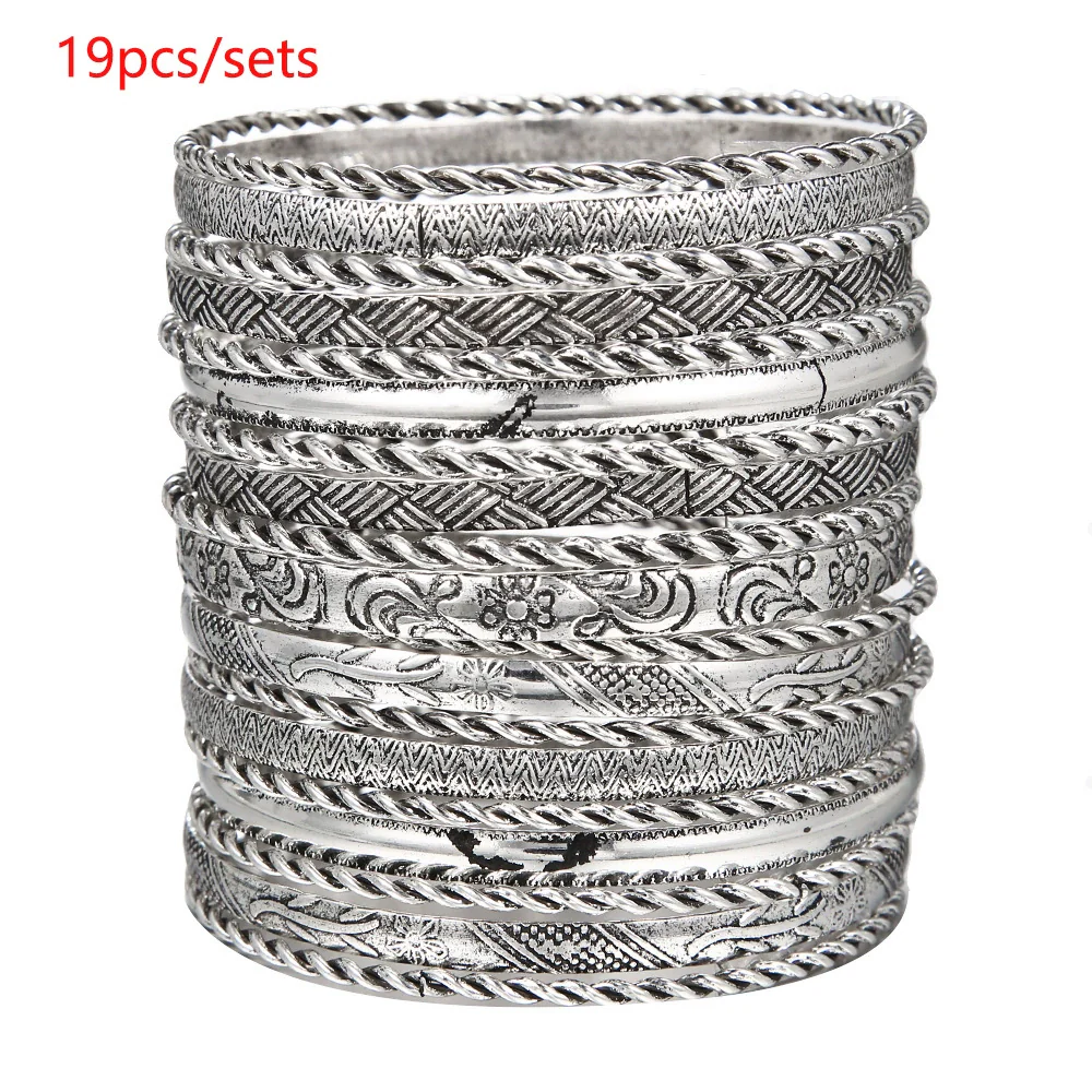 Wholesale Alloy Geometric Electroplated Multilayer Stacked Unisex And Women's Bracelet 6Piece Set - Image 20