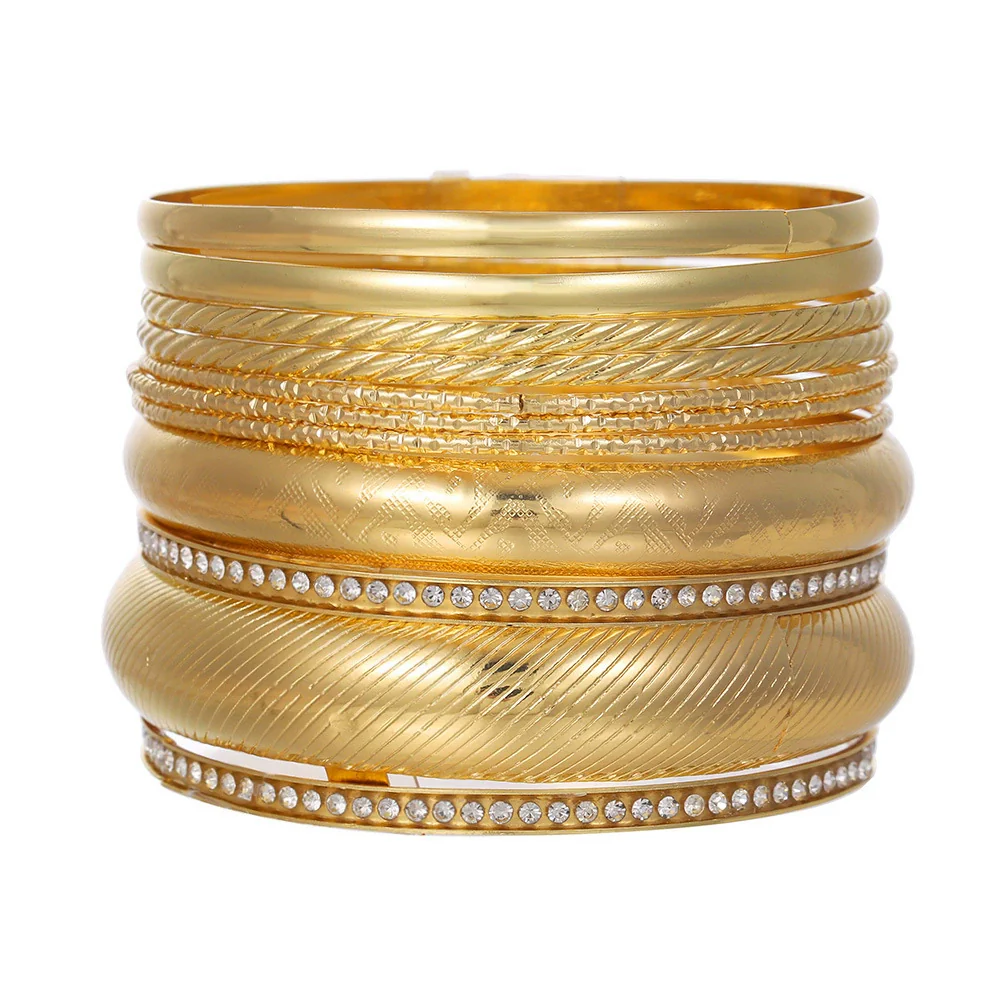Wholesale Alloy Geometric Electroplated Multilayer Stacked Unisex And Women's Bracelet 6Piece Set - Image 23