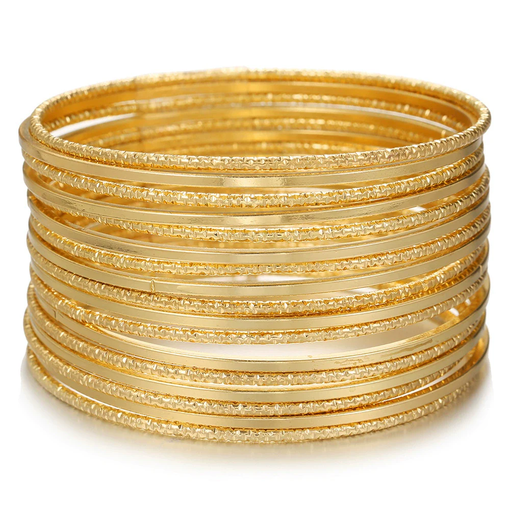 Wholesale Alloy Geometric Electroplated Multilayer Stacked Unisex And Women's Bracelet 6Piece Set - Image 35