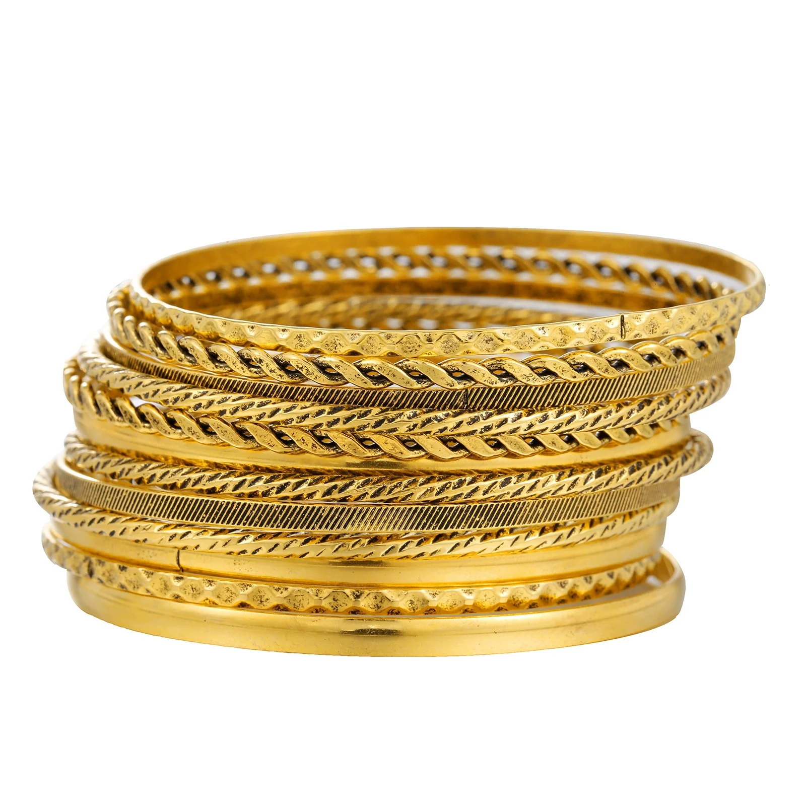 Wholesale Alloy Geometric Electroplated Multilayer Stacked Unisex And Women's Bracelet 6Piece Set - Image 9