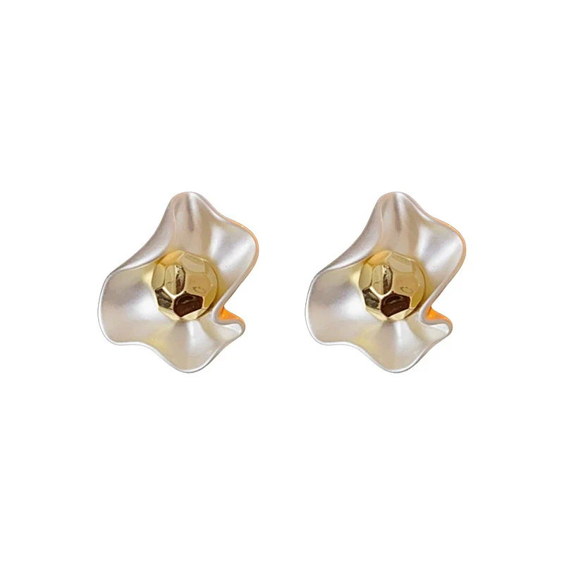 Wholesale Alloy Geometric Electroplated Pleated Round Earrings For Women Highend Cold Style - Image 5