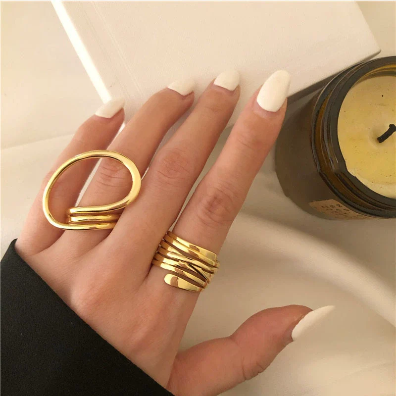 Wholesale Alloy Geometric Exaggerated Electroplated Ring For Unisex