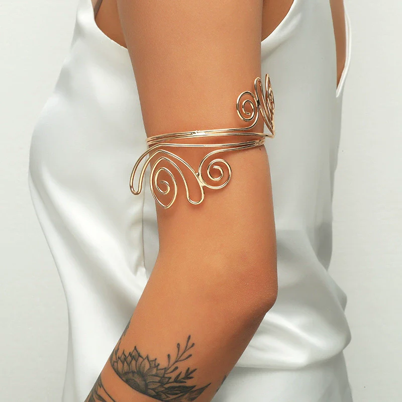 Wholesale Alloy Geometric Flower Arm Ring Electroplated Simple Retro Style