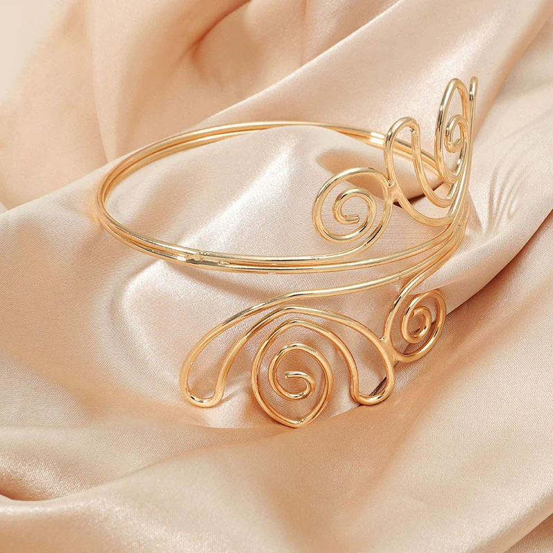 Wholesale Alloy Geometric Flower Arm Ring Electroplated Simple Retro Style - Image 2