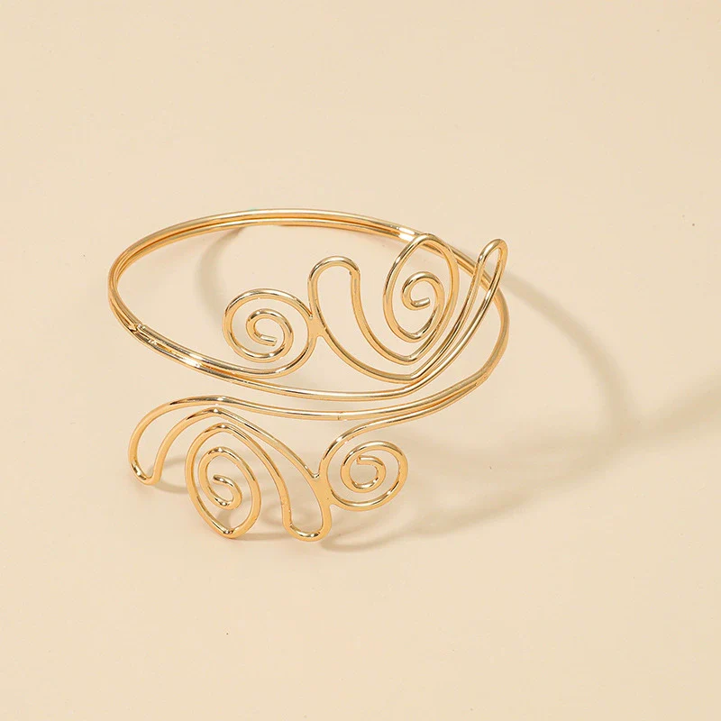 Wholesale Alloy Geometric Flower Arm Ring Electroplated Simple Retro Style - Image 3
