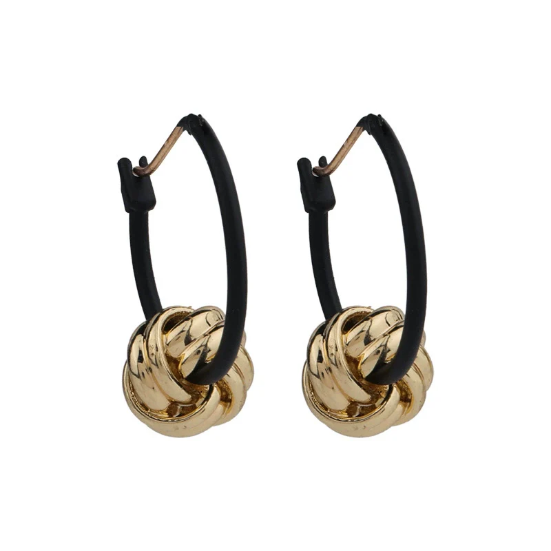 Wholesale Alloy Geometric Knotted Hoop Earrings For Women Retro Elegant Electroplated - Image 5