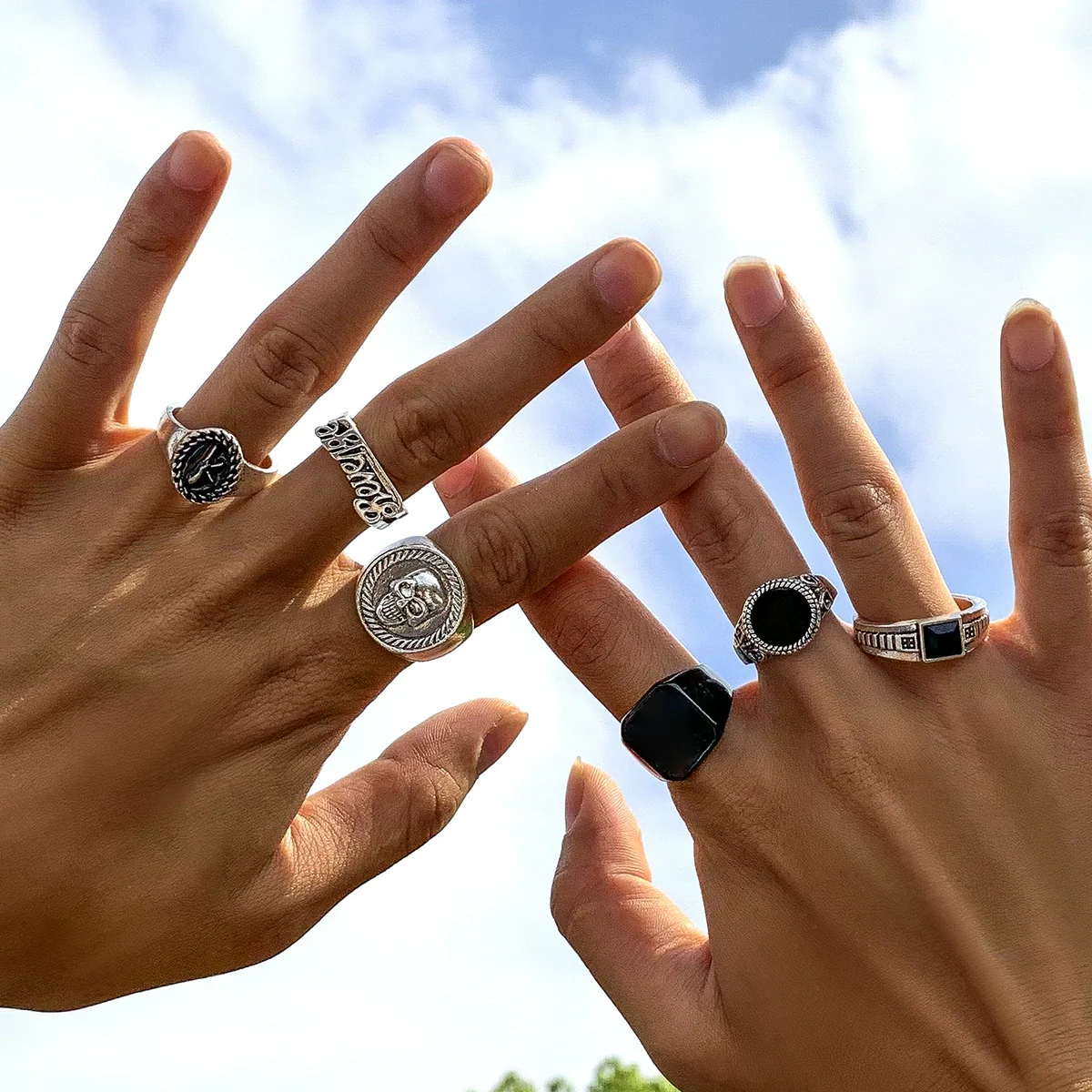 Wholesale Alloy Geometric Men's Ring Electroplated Simple Retro Style - Image 2