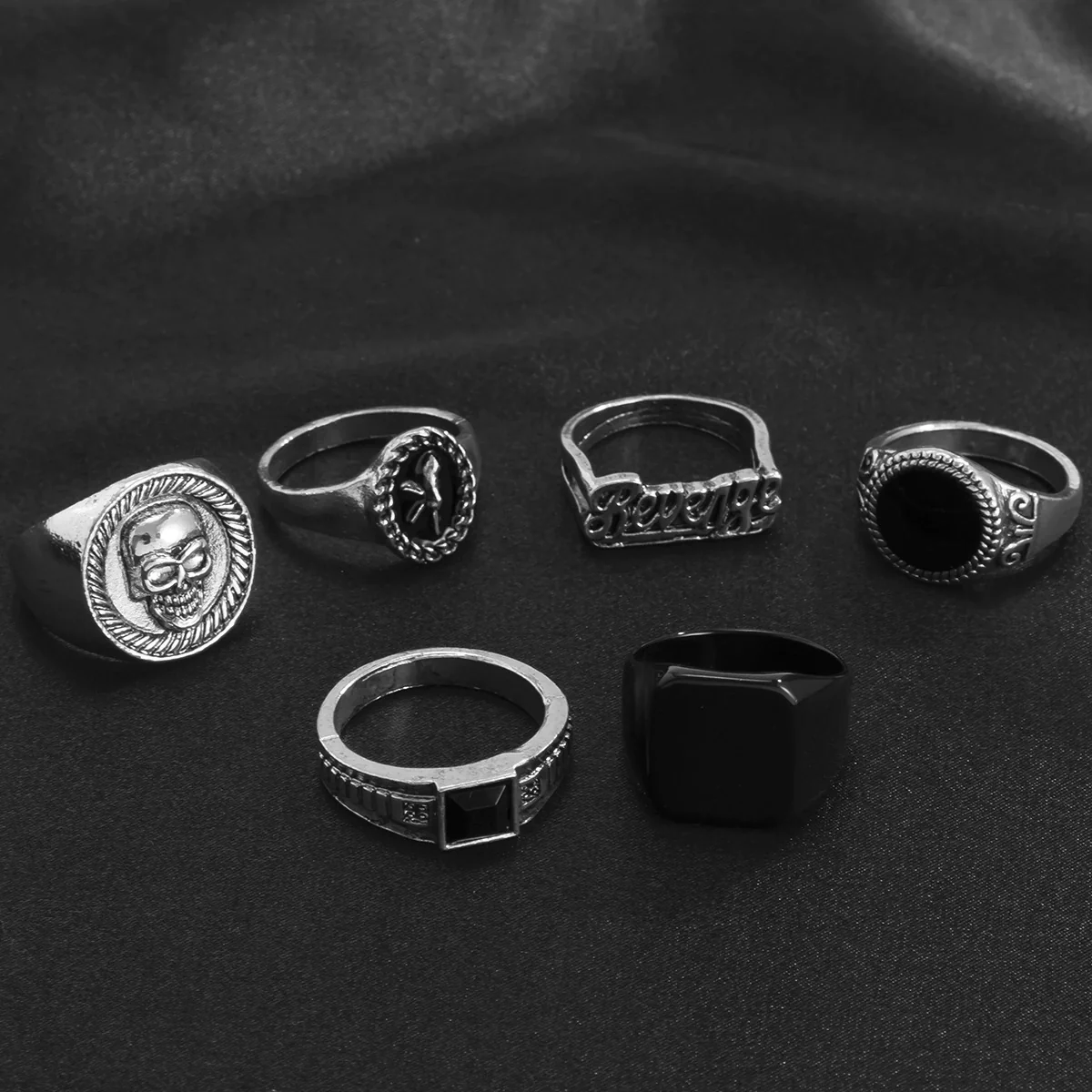 Wholesale Alloy Geometric Men's Ring Electroplated Simple Retro Style - Image 3