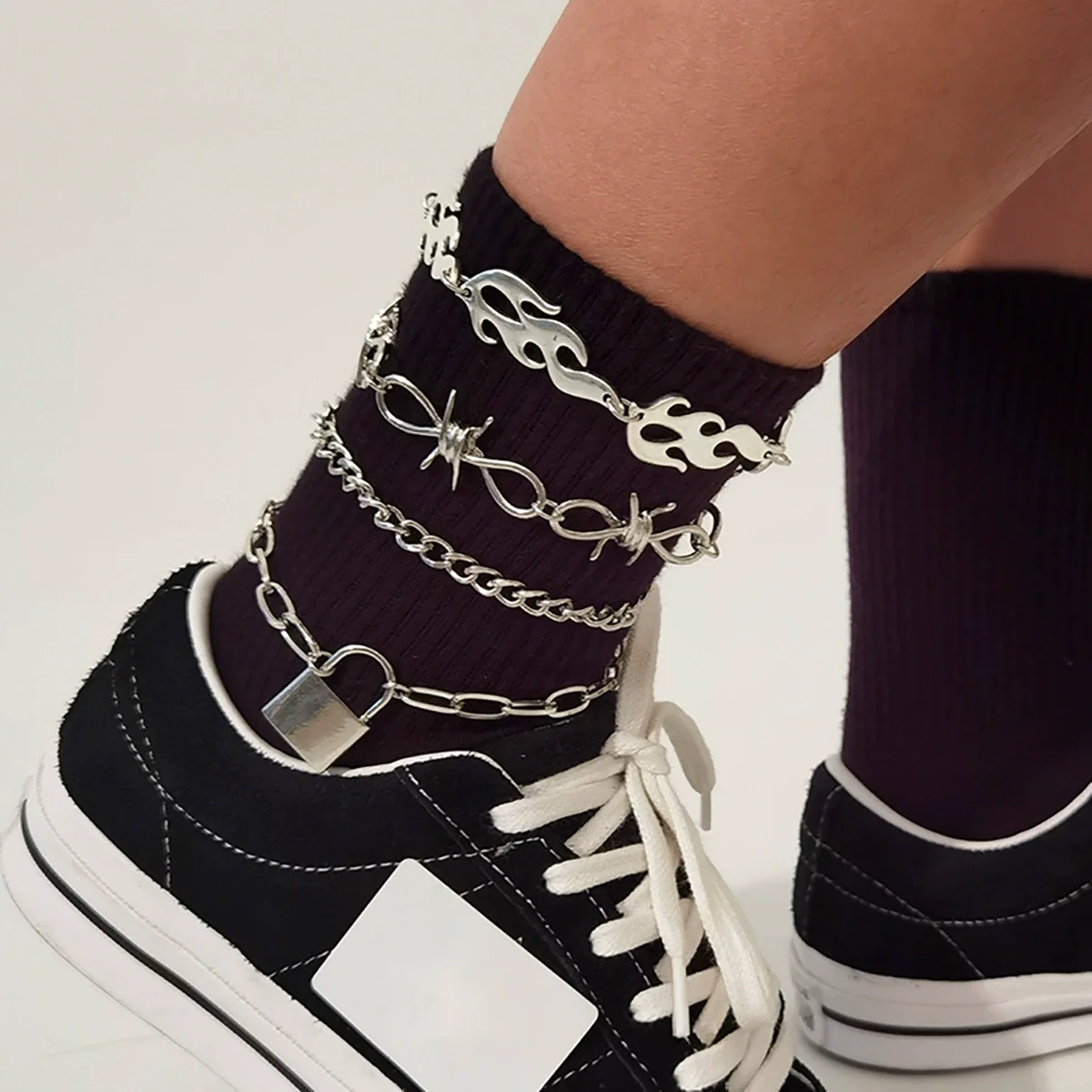 Wholesale Alloy Geometric Multi Layer Tassel Hip Hop Anklet For Women - Image 11