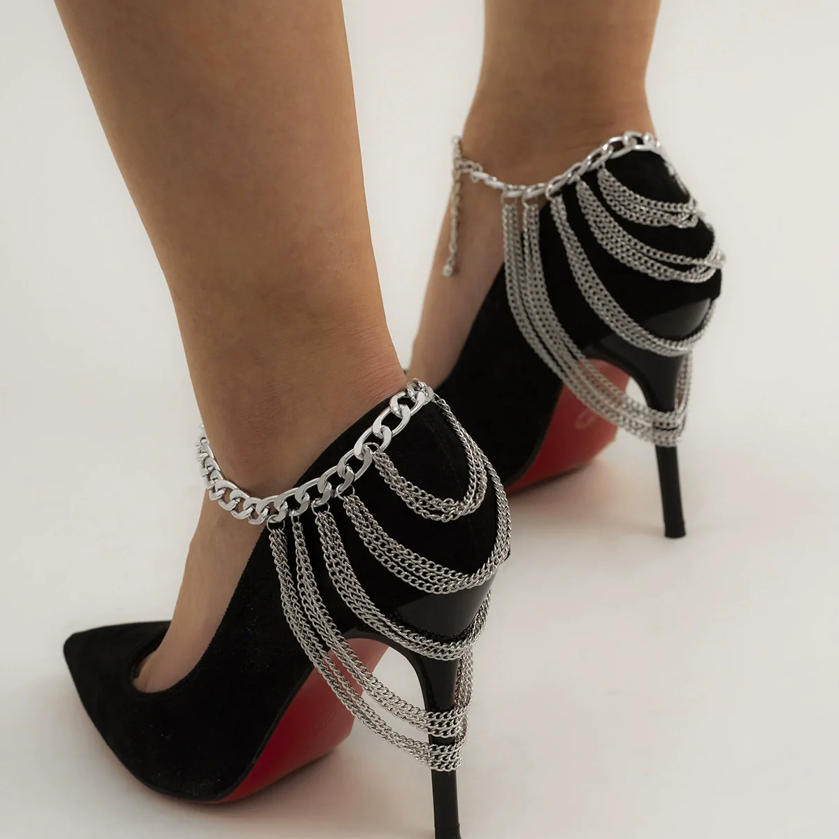 Wholesale Alloy Geometric Multi Layer Tassel Hip Hop Anklet For Women - Image 3
