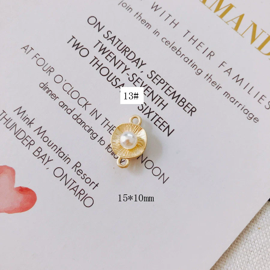 Wholesale Alloy Geometric Pearl Flower Shaped Diy Jewelry Accessories Earrings Bracelet Pendant With Electroplating - Image 18