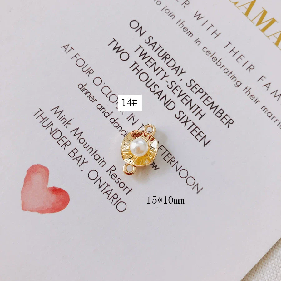 Wholesale Alloy Geometric Pearl Flower Shaped Diy Jewelry Accessories Earrings Bracelet Pendant With Electroplating - Image 19