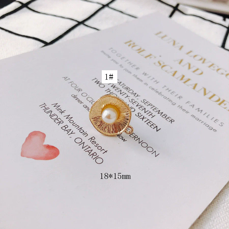 Wholesale Alloy Geometric Pearl Flower Shaped Diy Jewelry Accessories Earrings Bracelet Pendant With Electroplating - Image 6